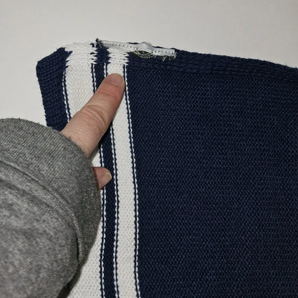 Blue White Striped Knit Baby Blanket 27x31
